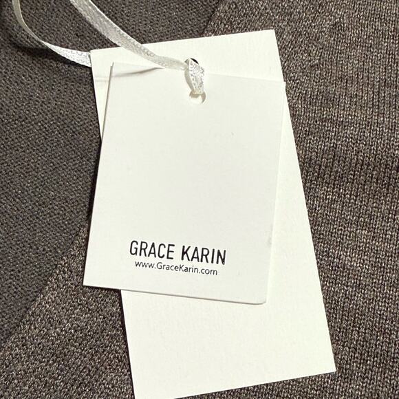 GRACE KARIN size XL brown open front button up soft knit cardigan long sleeve - Picture 8 of 12